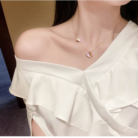 Women Stainless Steel Butterfly Pendant Necklace - Picture 2 of 3